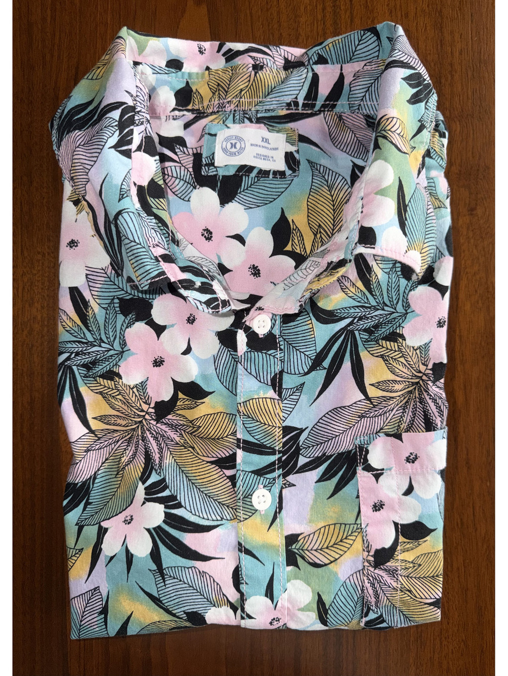Hurley Men's Multicolored Plumeria Hawaiian Shirt - Size XXL